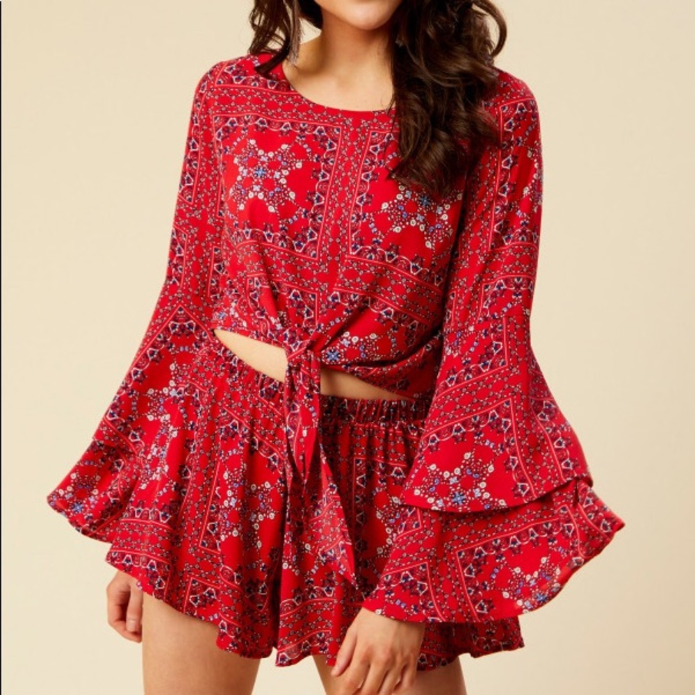 Red Floral Longsleeve Top